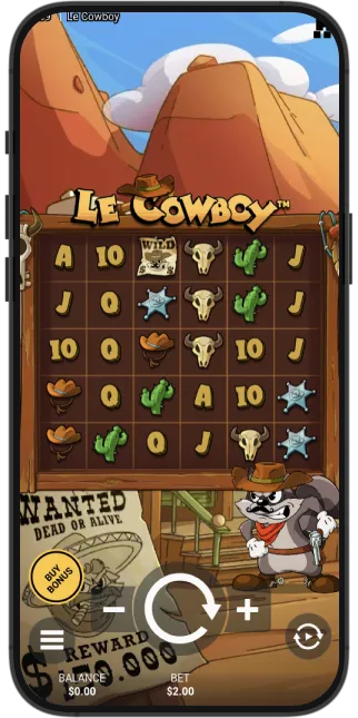 The Le Cowboy slot by Hacksaw Gaming on PC and mobile.