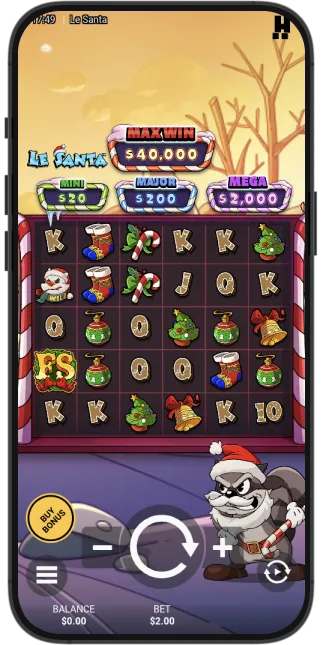 The Le Santa slot by Hacksaw Gaming on PC and mobile.